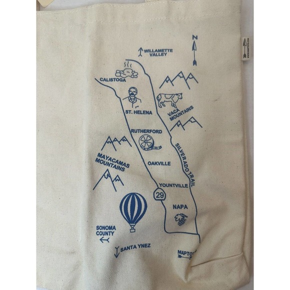Maptote Napa Valley CA Double Wine Bottle Two Compartment Tote Bag Made in USA - Picture 3 of 12